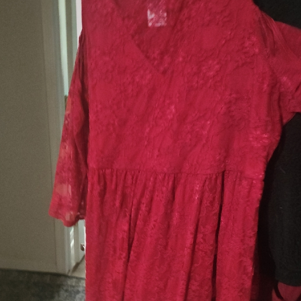 Torrid Elegant Red Lace Baby Doll Top